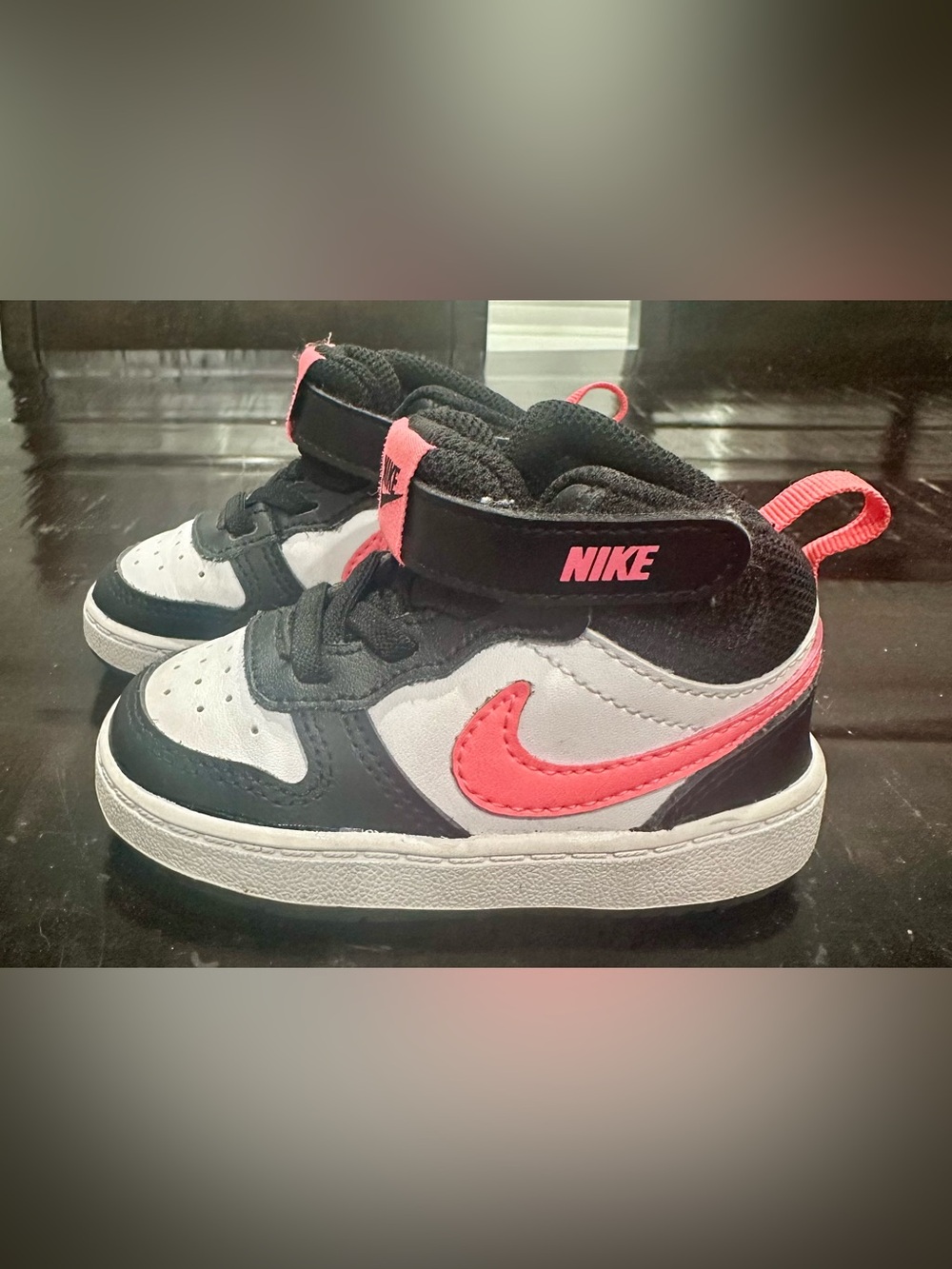 Nike Court Borough Mid 2 (TDV) Toddler Sneaker Pink Black White 5C CD7784-005
